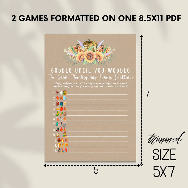 Harvesting thanksgiving game printable – picture guess digital download with answer key 5x7 cards instant family