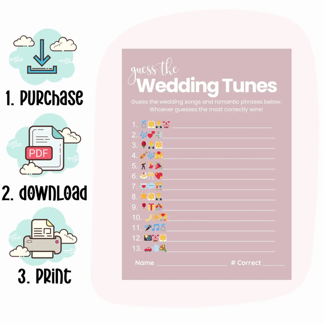Heathered mauve bridal shower game bundle - instant download of 4 fun wedding games with answer keys - party