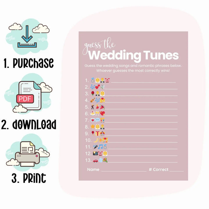 Heathered mauve bridal shower game bundle - instant download of 4 fun wedding games with answer keys - party