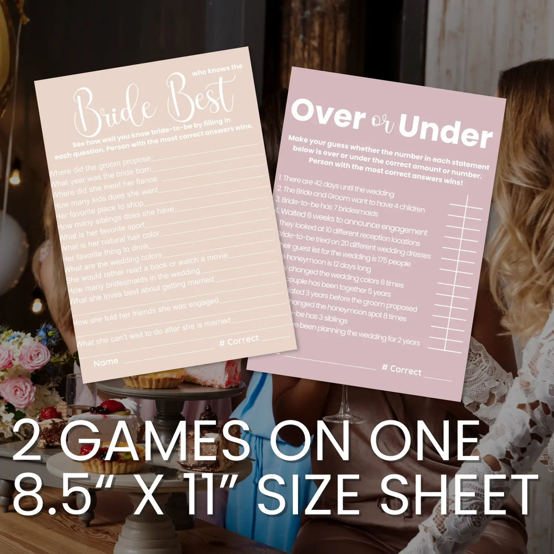 Heathered mauve bridal shower game bundle - instant download of 4 fun wedding games for a soft and whimsical
