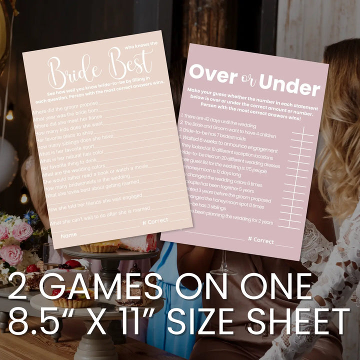 Heathered mauve bridal shower game bundle - instant download of 4 fun wedding games for a soft and whimsical
