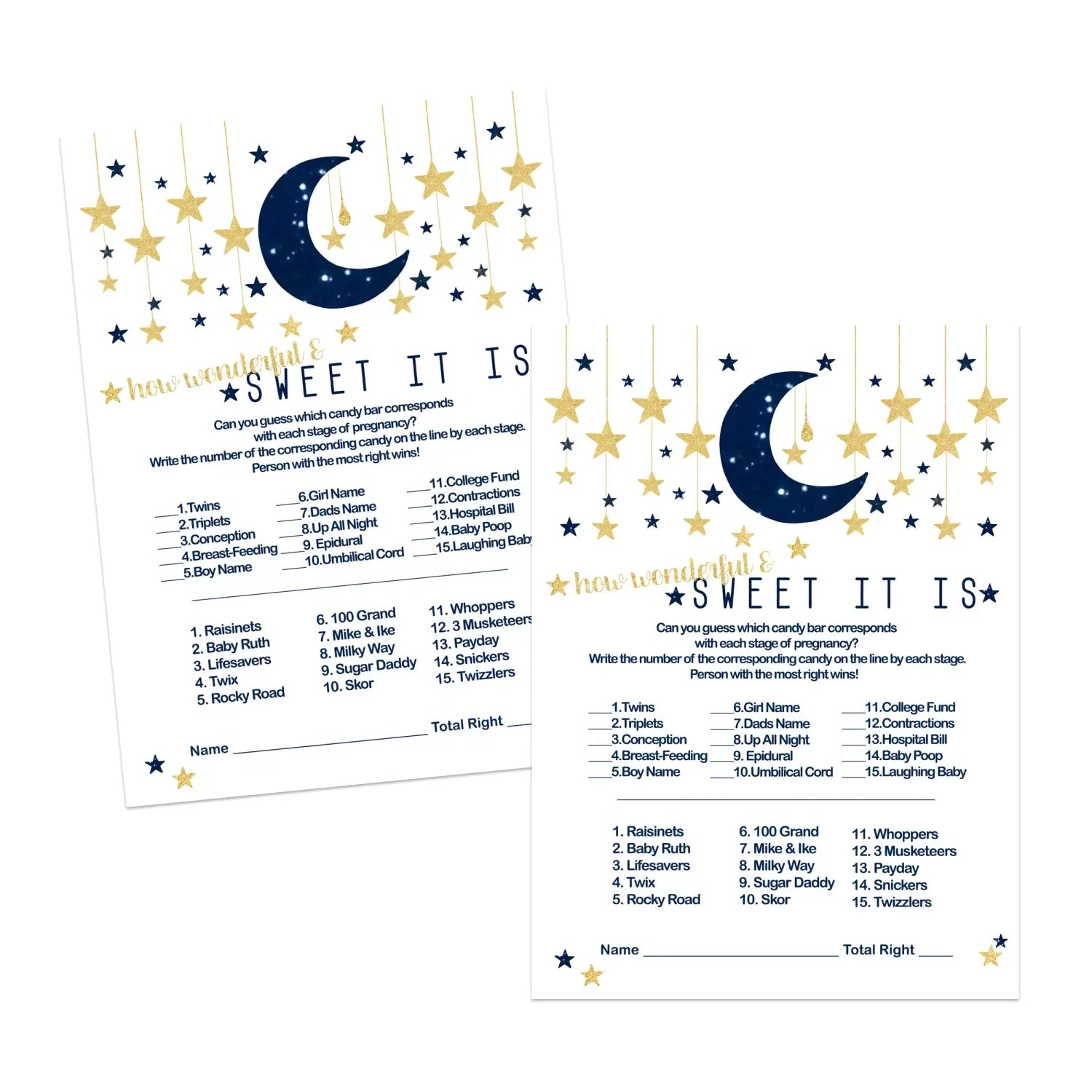 Hilarious baby shower games guess the candies -twinkle little star - party