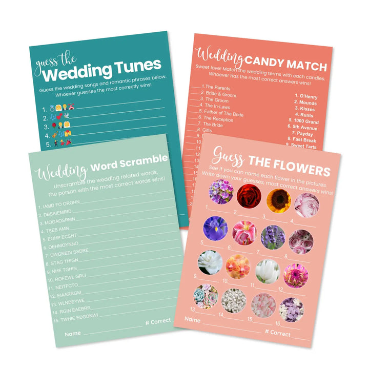 Himalayan bridal shower game bundle - instant download wedding games word song trivia candy matching guess the flowers