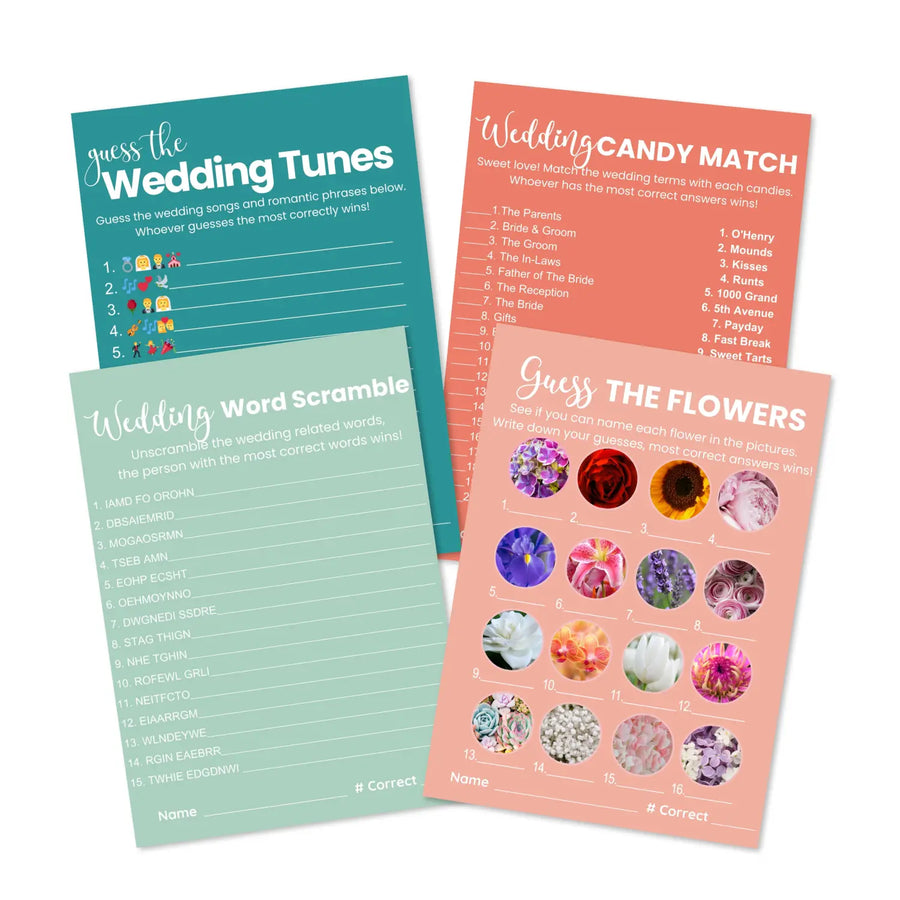 Himalayan bridal shower game bundle - instant download wedding games word song trivia candy matching guess the flowers