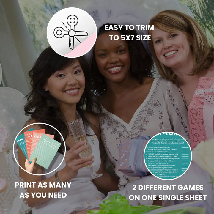 Himalayan bridal shower game printables - instant download wedding games - groom and bride say best over or under