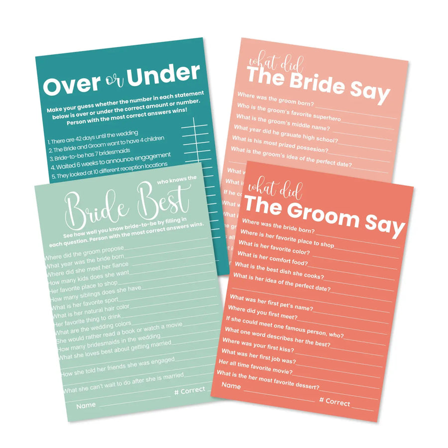 Himalayan bridal shower game printables - instant download wedding games - groom and bride say best over or under