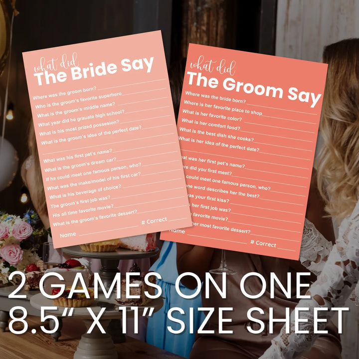 Himalayan bridal shower game printables - instant download wedding games - groom and bride say best over or under