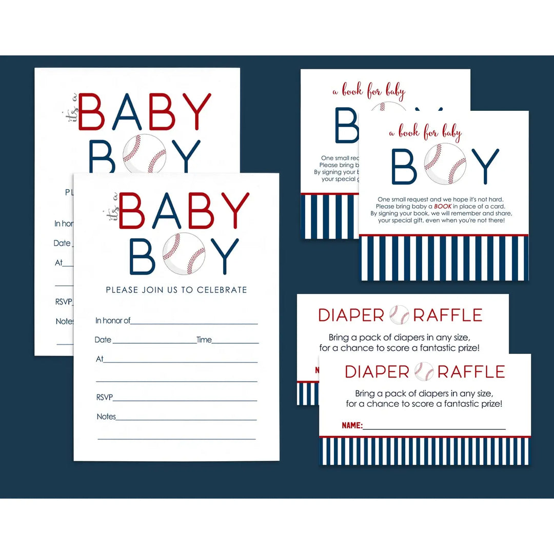 Home Run Baseball Themed Baby Shower Invitations (25 Count) - Paper Clever Party