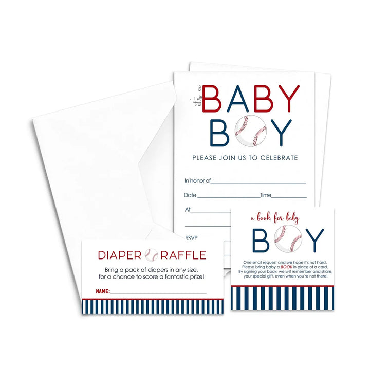 Home Run Baseball Themed Baby Shower Invitations (25 Count) - Paper Clever Party