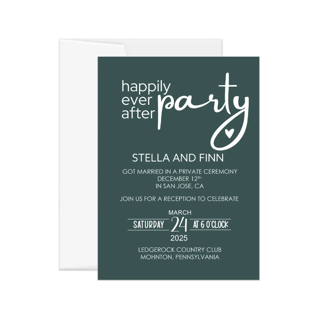 Huntsmen Green Happily Ever Reception Invitations Personalized - Paper Clever Party