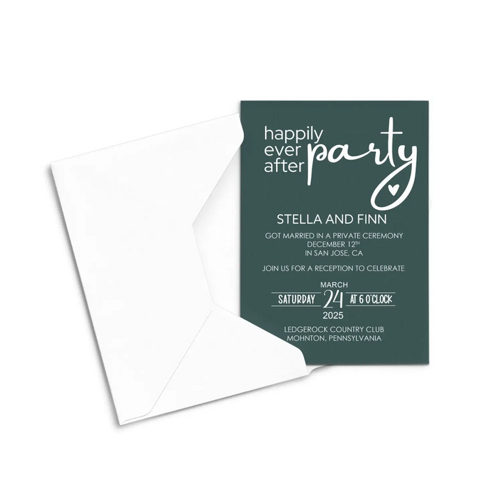 Huntsmen Green Happily Ever Reception Invitations Personalized - Paper Clever Party