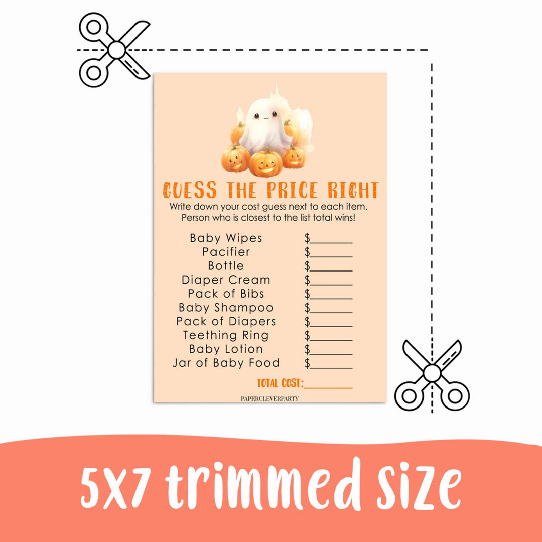 A Little Pumpkin Printable Baby Shower Guess the Price is Right Game Halloween Printable - Paper Clever Party