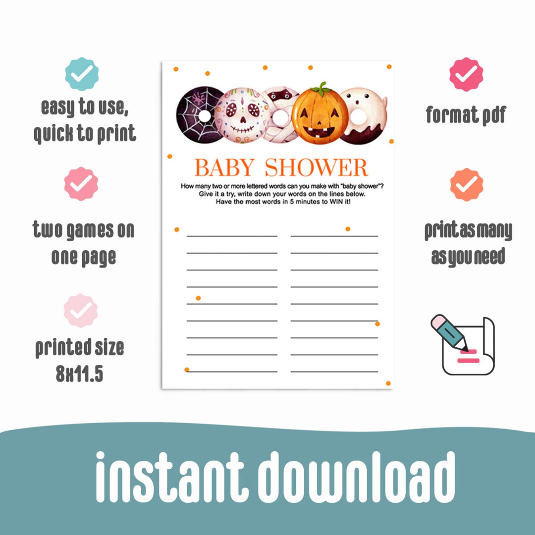 Printable Baby Shower Game - Little Pumpkin Word Challenge - Paper Clever Party