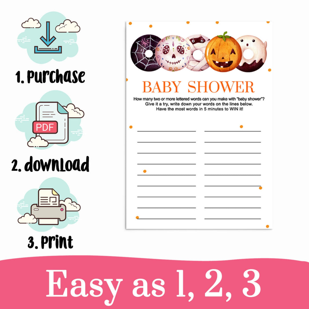 Printable Baby Shower Game - Little Pumpkin Word Challenge - Paper Clever Party