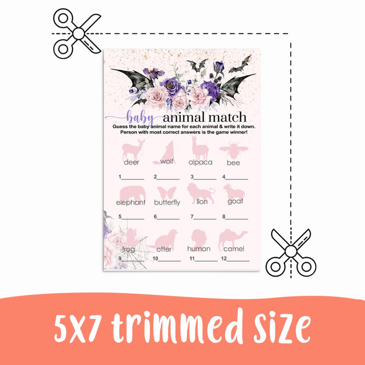 Gothic Baby Shower Animal Matching Game - Printable Halloween Theme - Paper Clever Party