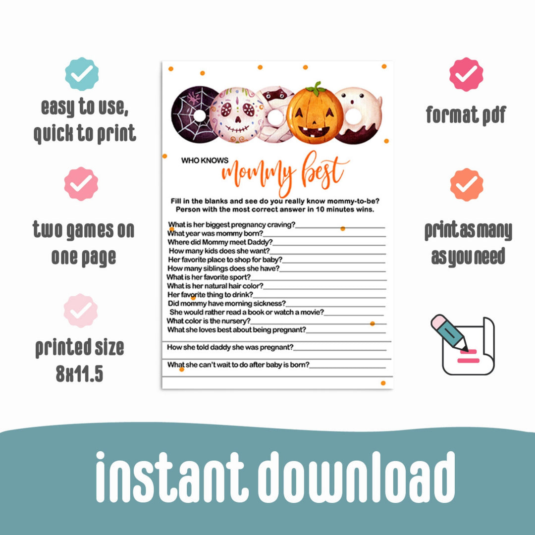 A Little Pumpkin Who Knows the Mommy Best Baby Shower Game  Printable PDF  Instant Digital Download for DIY Fun Halloween Sprinkle - Paper Clever Party