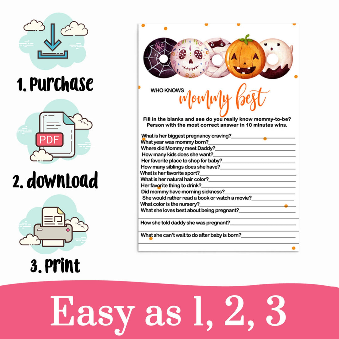 A Little Pumpkin Who Knows the Mommy Best Baby Shower Game  Printable PDF  Instant Digital Download for DIY Fun Halloween Sprinkle - Paper Clever Party