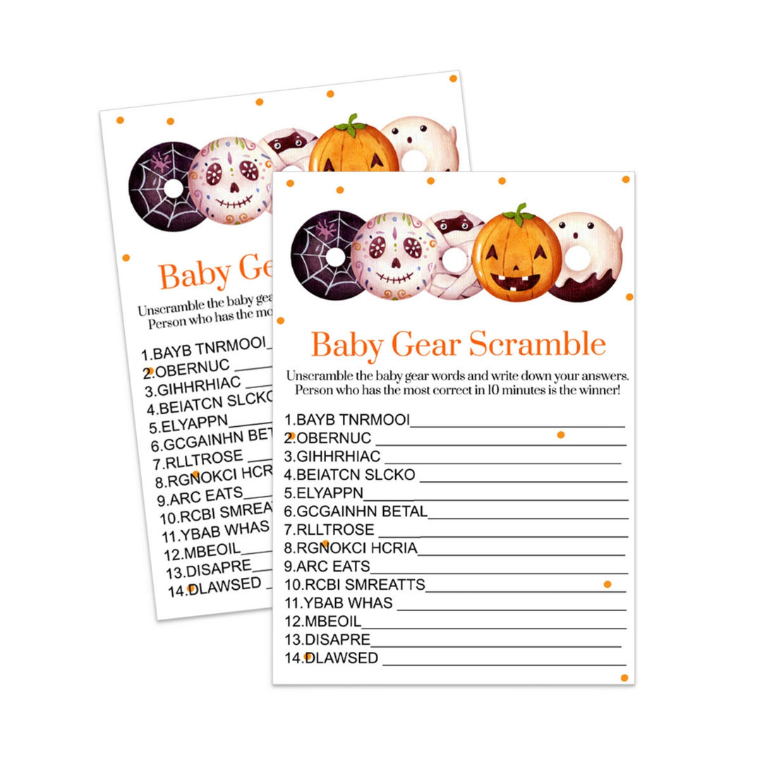 A Little Pumpkin Baby Shower Game Word Scramble Halloween Gender Reveal or Sprinkle Boy or Girl - Printable Digital Download Print Your Own - Paper Clever Party