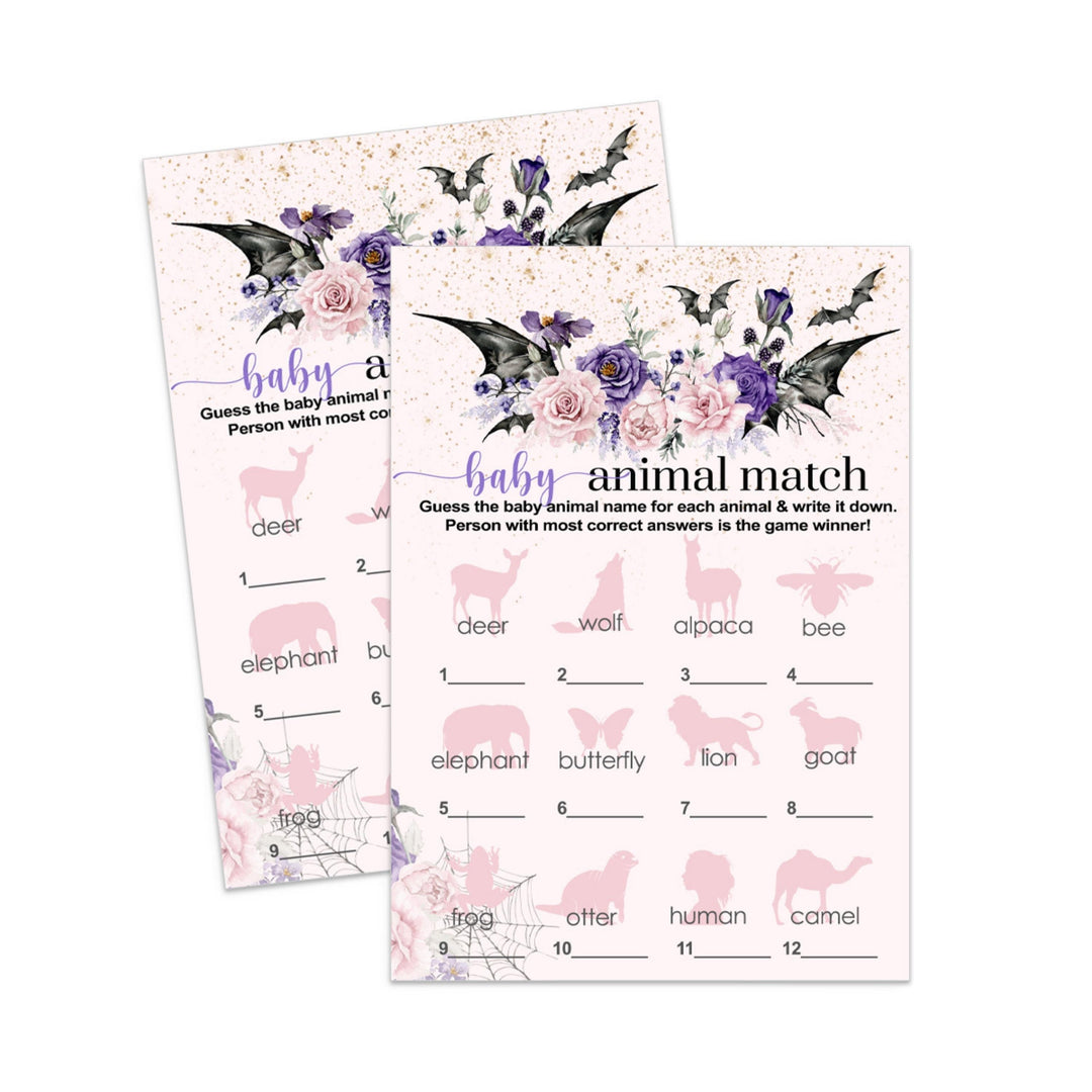 Gothic Baby Shower Animal Matching Game - Printable Halloween Theme - Paper Clever Party