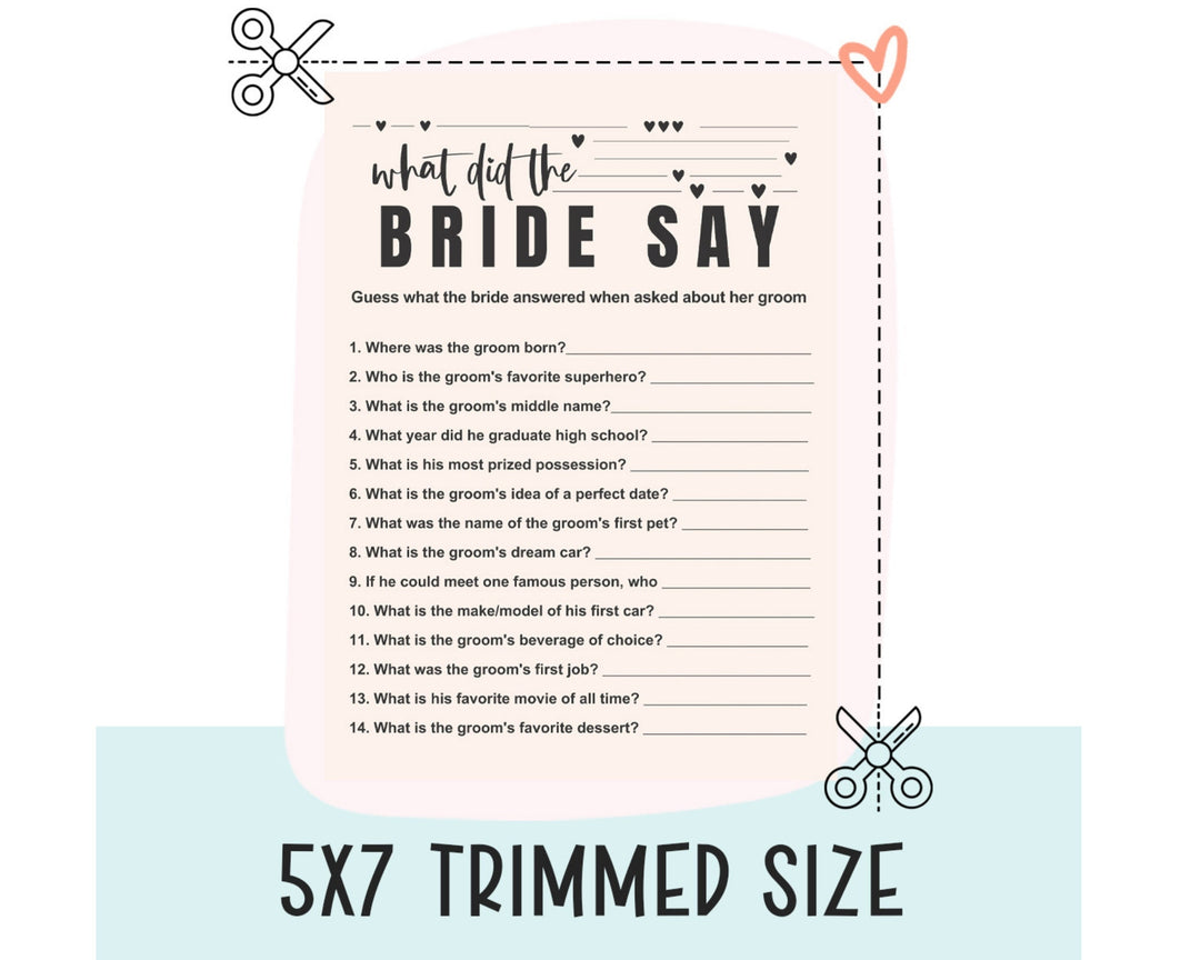 Printable 'He Said She Said' Bridal Shower Game - Bohemian Bliss Theme - Paper Clever Party