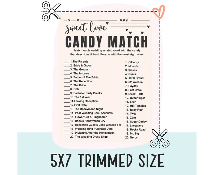 DIY Bridal Shower Game PDF - Hilarious Match the Candies Challenge - Printable Bohemian Bliss - Paper Clever Party