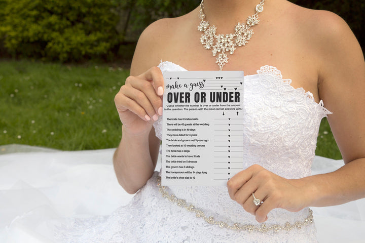 Printable Over or Under Bridal Shower Game - Modern Slate Design - Paper Clever Party