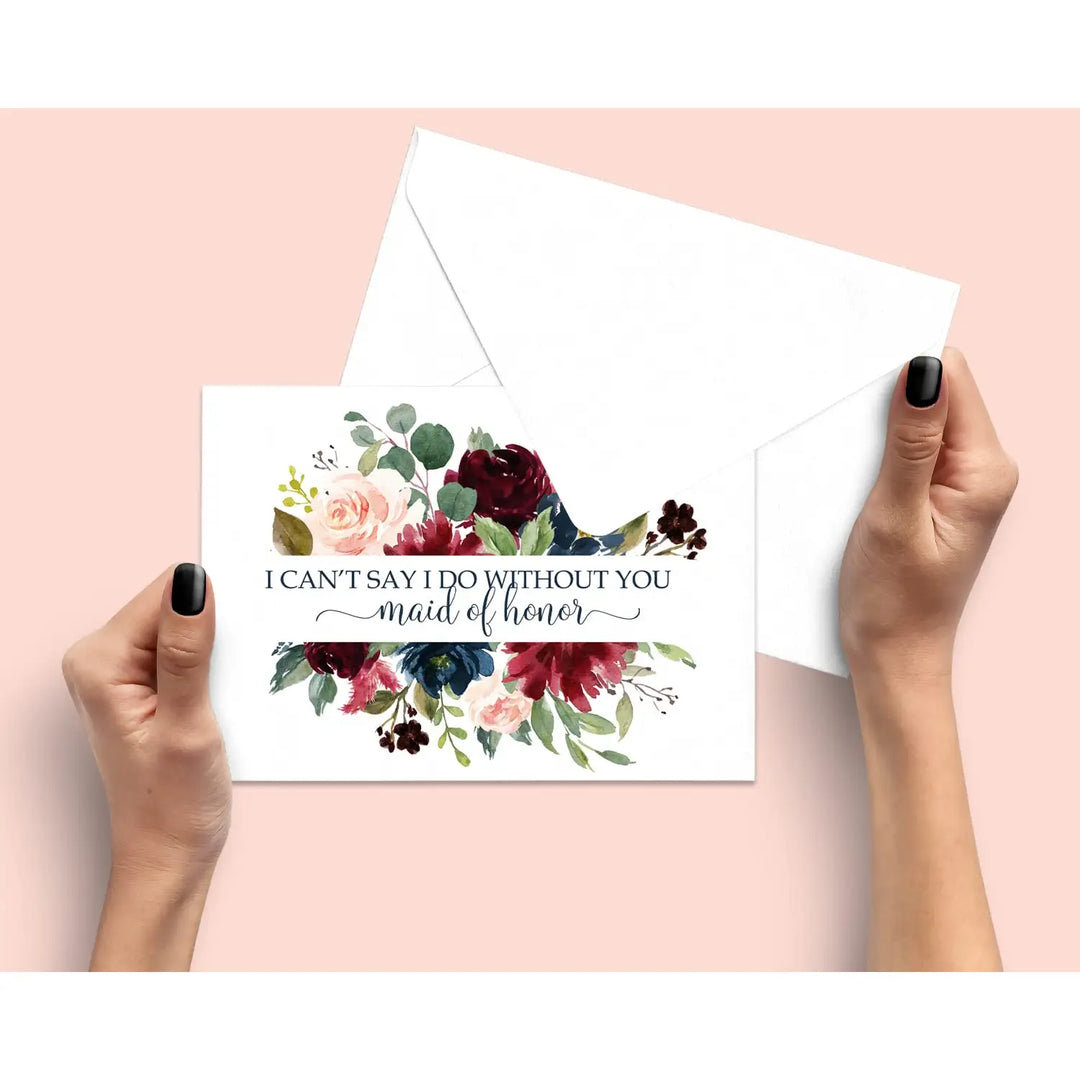 Indigo Floral Bridesmaid Proposal Cards (12-Pack) - Paper Clever Party