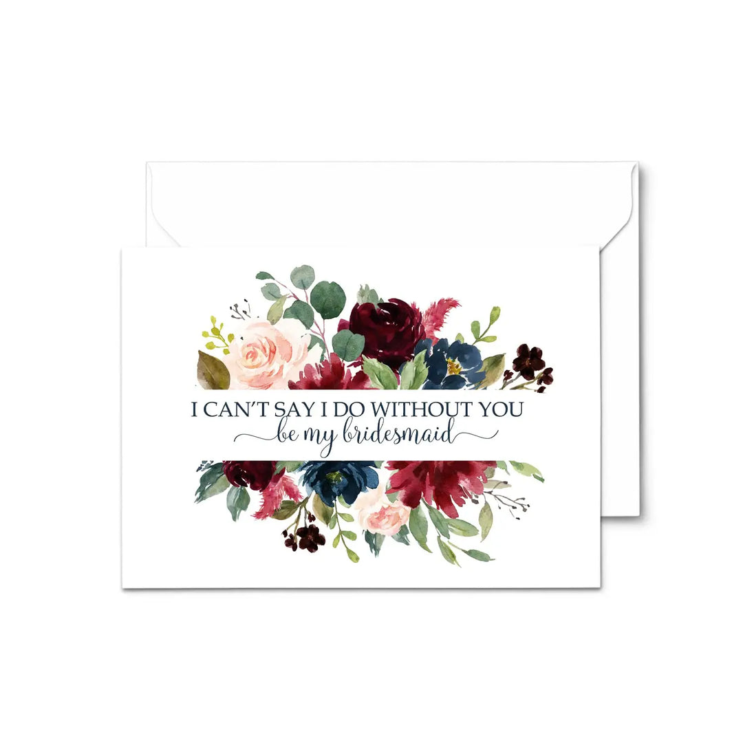 Indigo Floral Bridesmaid Proposal Cards (12-Pack) - Paper Clever Party