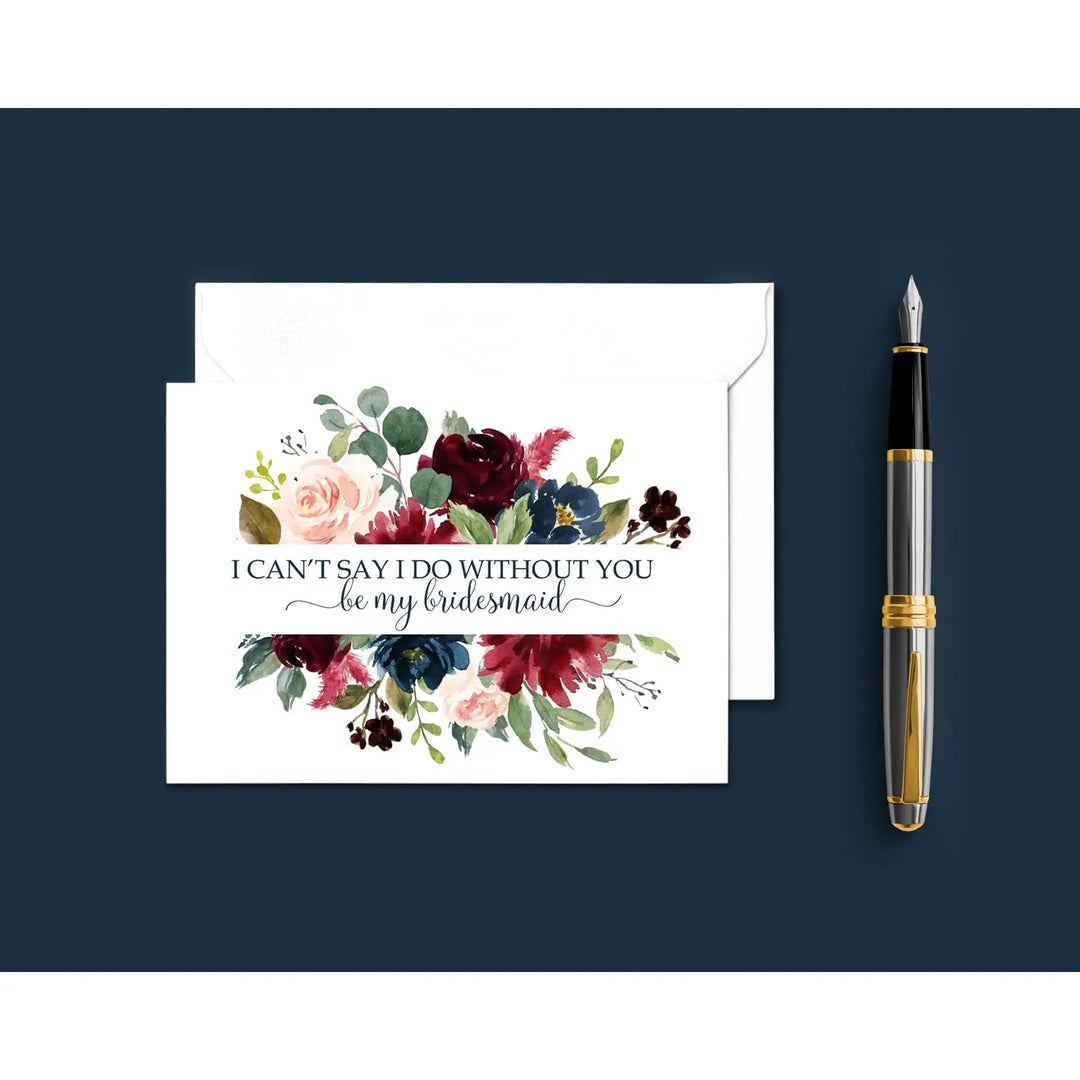 Indigo Floral Bridesmaid Proposal Cards (12-Pack) - Paper Clever Party