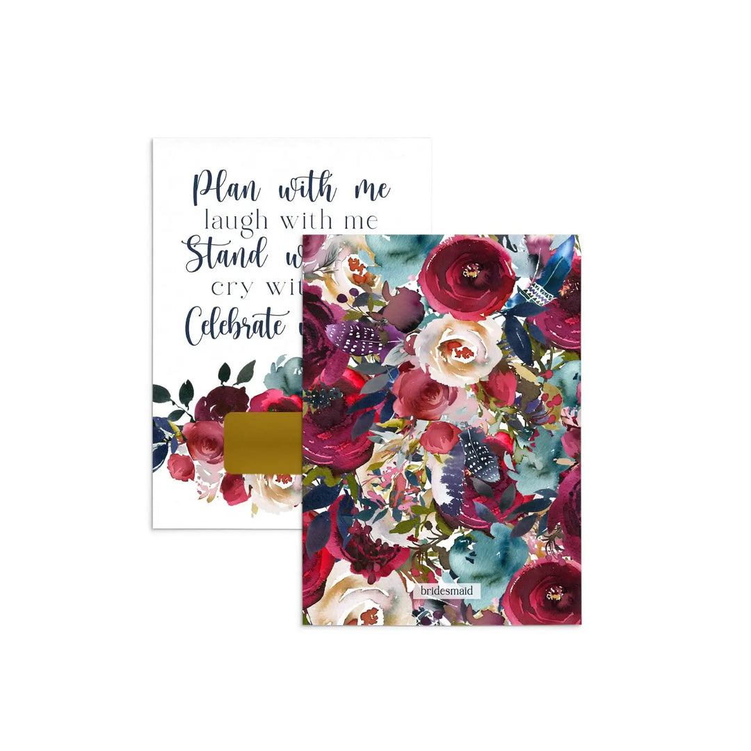 Indigo Floral Bridesmaid Scratch-Off Invitations (7-Pack) - Paper Clever Party