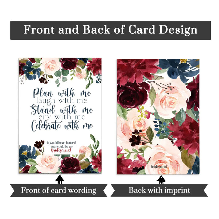 Inked Floral Bridesmaid Scratch-Off Set (8-Pack) - Invitations