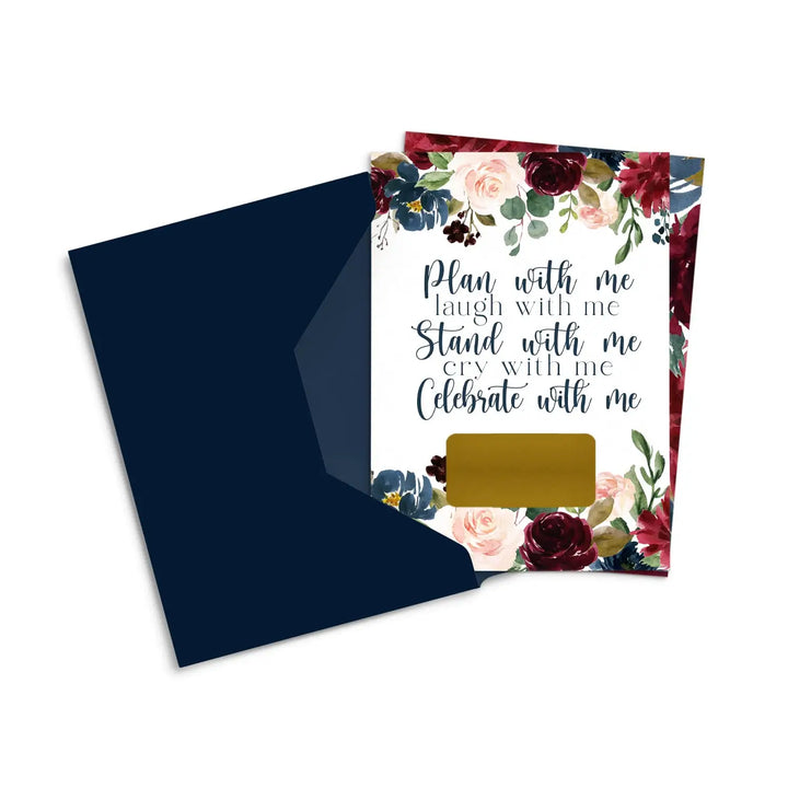 Inked Floral Bridesmaid Scratch-Off Set (8-Pack) - Invitations