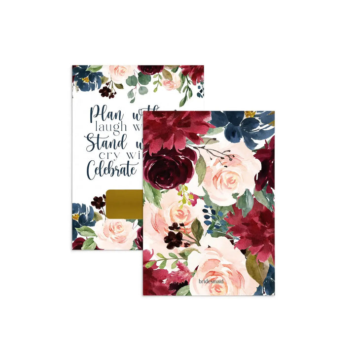 Inked Floral Bridesmaid Scratch-Off Set (8-Pack) - Invitations