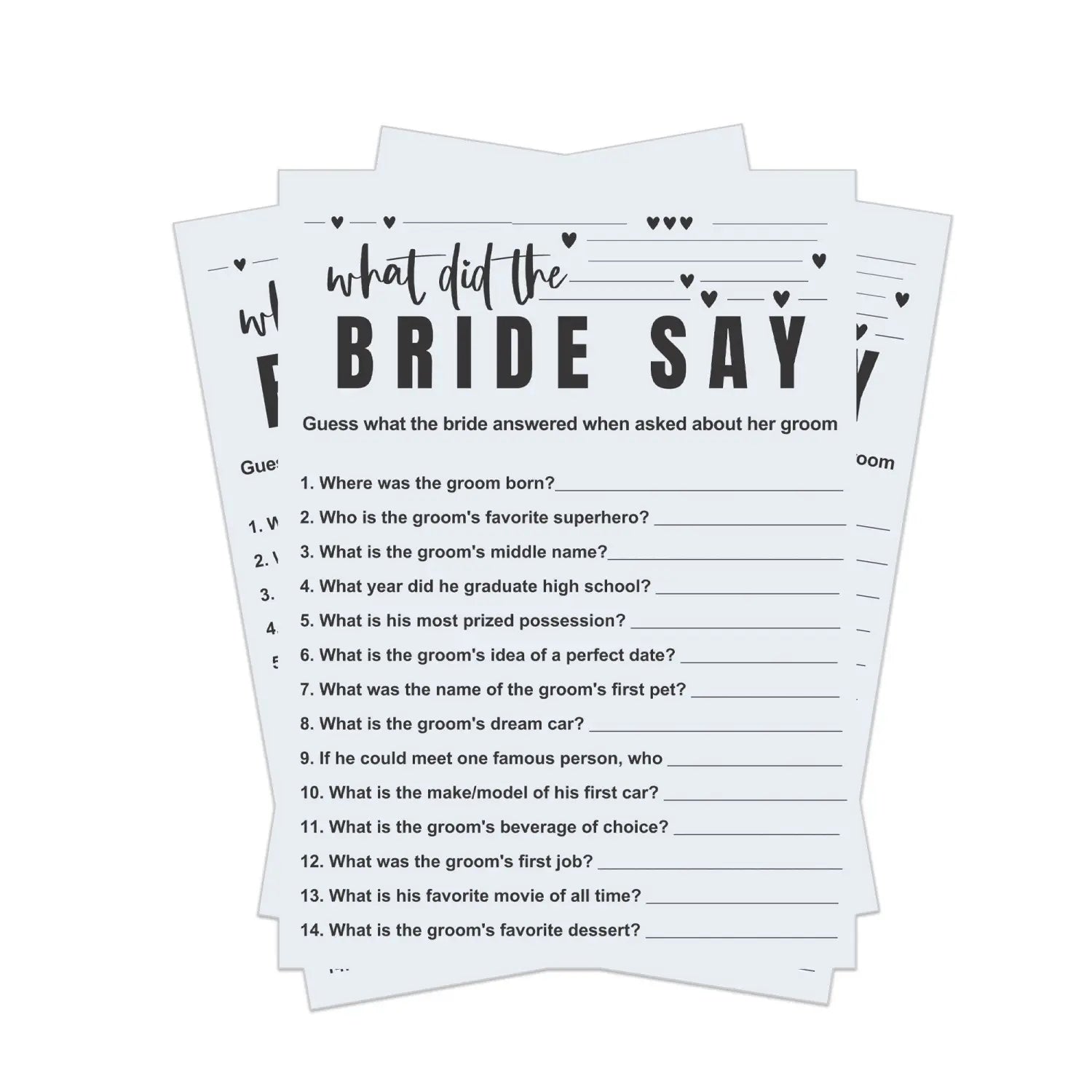 Instant download bridal shower games - what did the bride say? | digital pdf - party