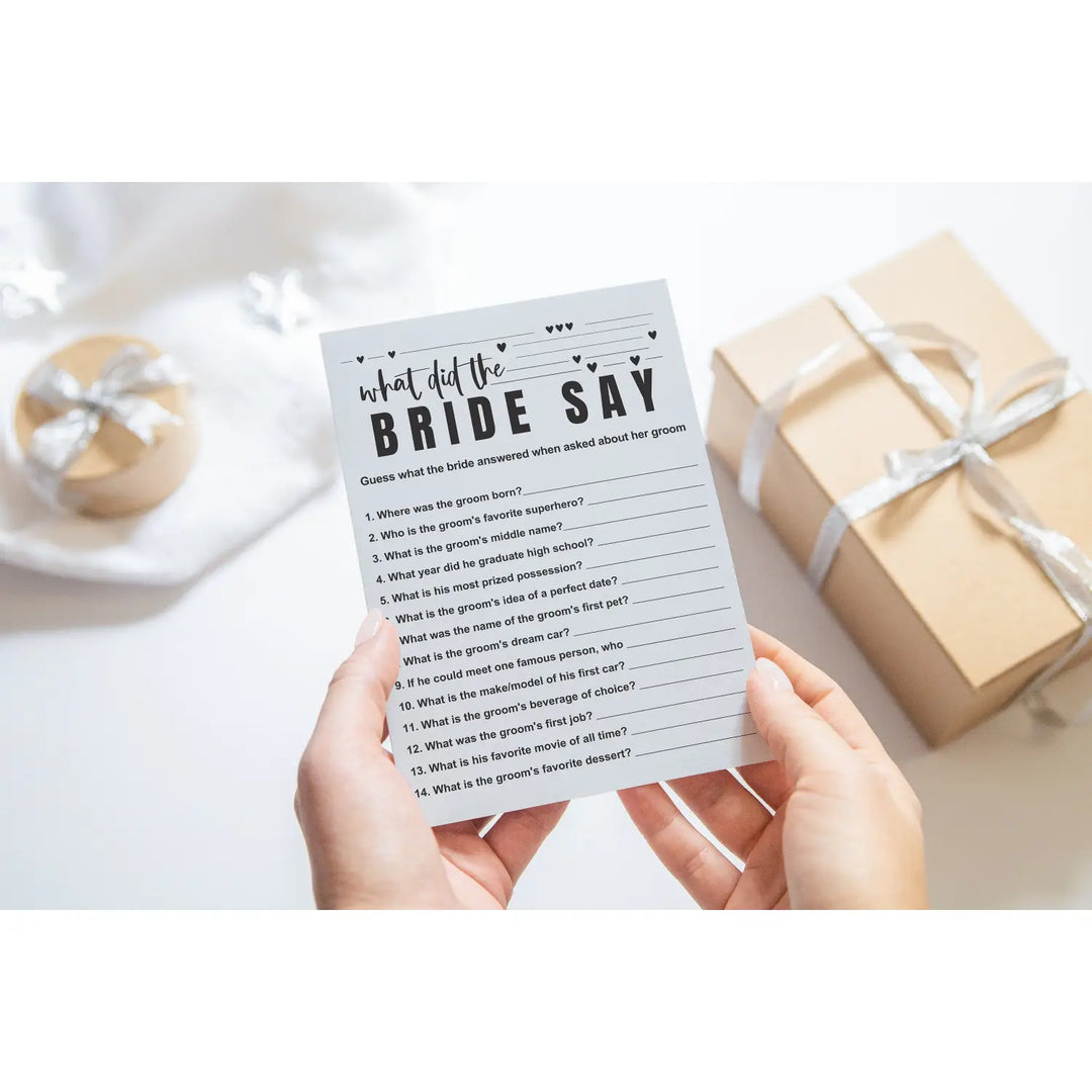 Instant Download Bridal Shower Games - What Did the Bride Say? | Digital PDF - Paper Clever Party