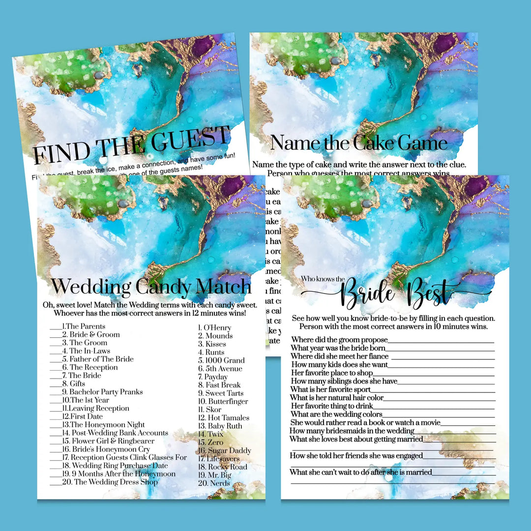 Jeweled bridal shower game instant download elegant watercolor printable fun for wedding celebrations pdf - party games