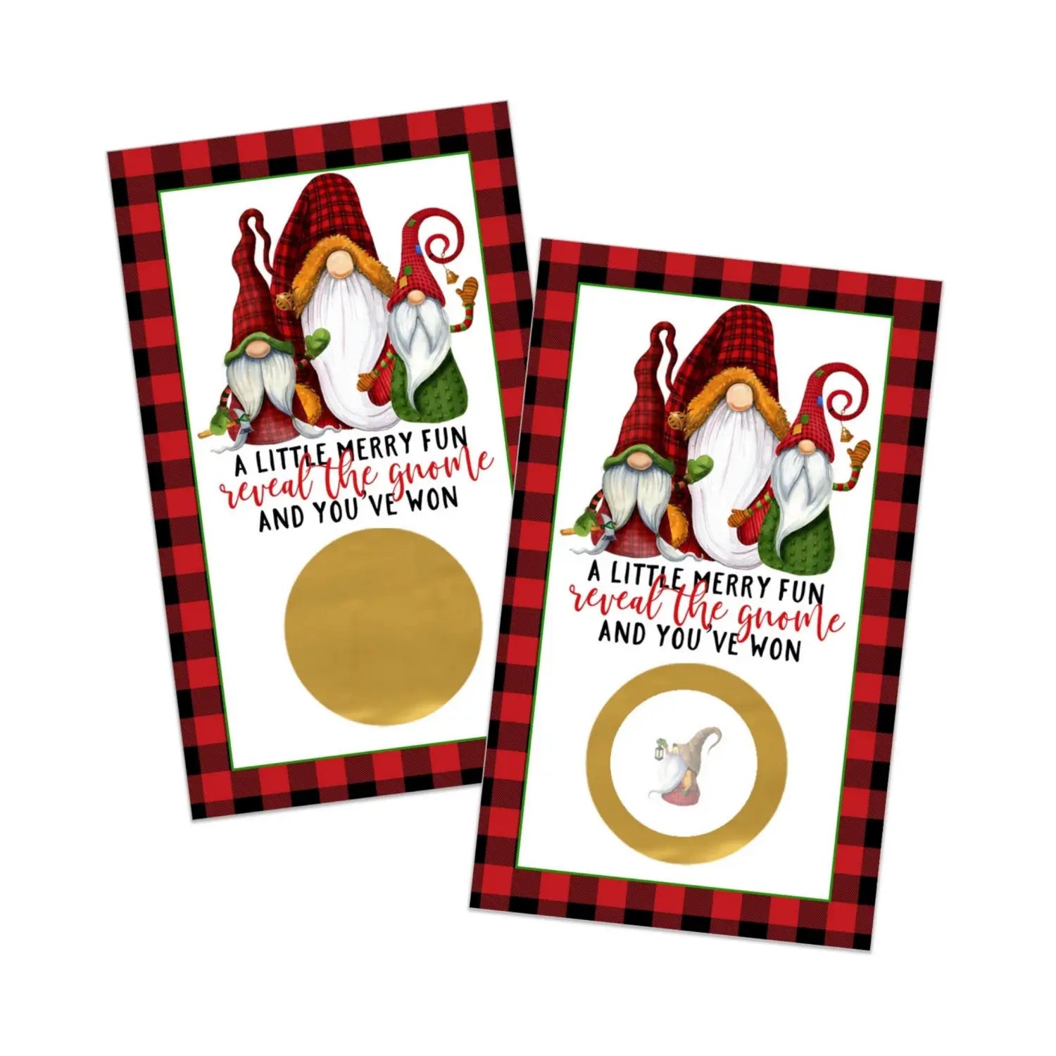 Jolly gnome scratch off cards christmas party games adults groups thanksgiving activities holiday scratcher tickets red