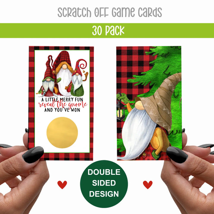 Jolly gnome-themed scratch off tickets for Christmas party fun, 30 pack