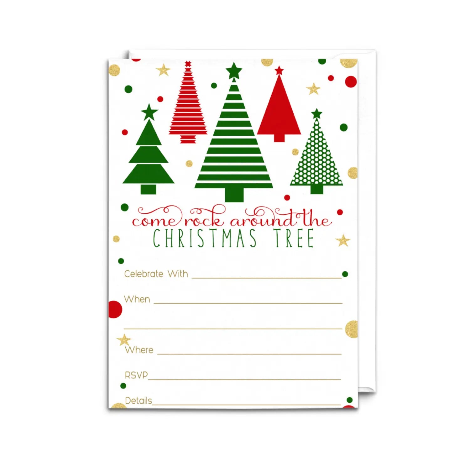 Jolly trees christmas party invitations 25 pack envelopes inclded