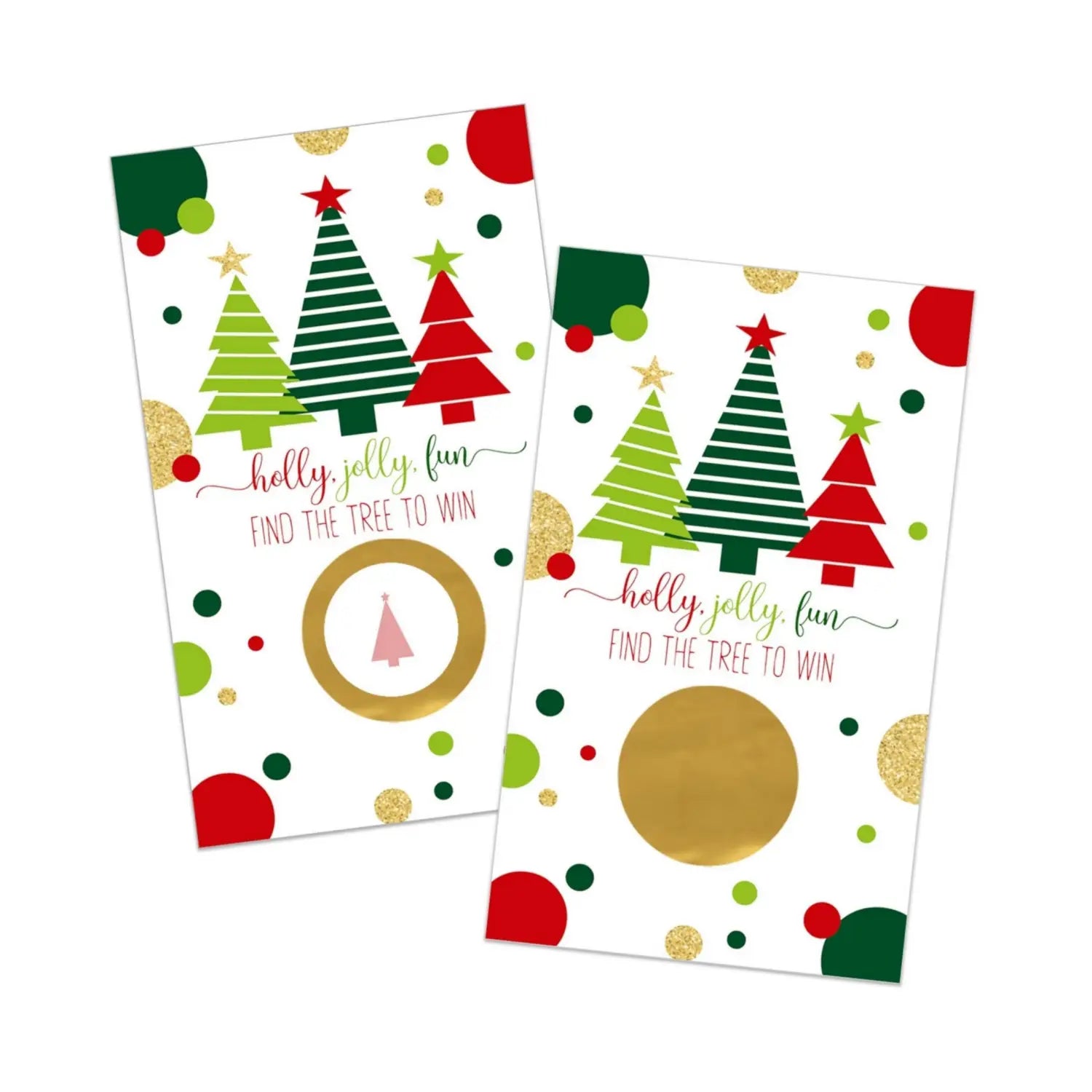 Jolly trees scratch off cards for christmas party games and holiday events - party games