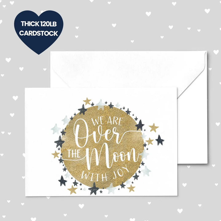 Joyful moon thank you cards - 25 folded notecards for expressing happiness with envelopes - office product