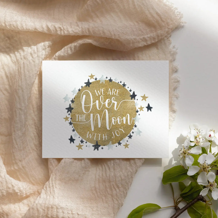 Joyful moon thank you cards - 25 folded notecards for expressing happiness with envelopes - office product
