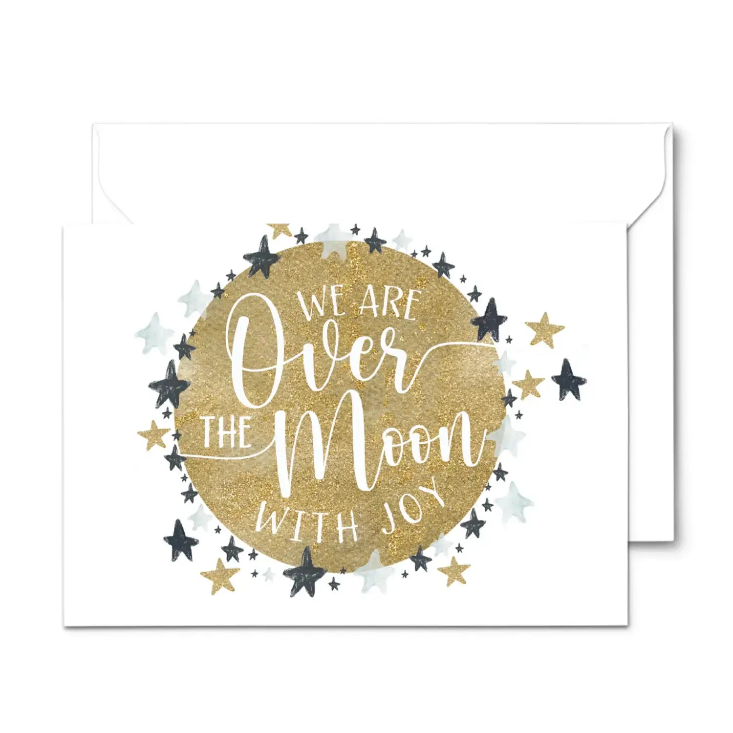 Joyful moon thank you cards - 25 folded notecards for expressing happiness with envelopes - office product