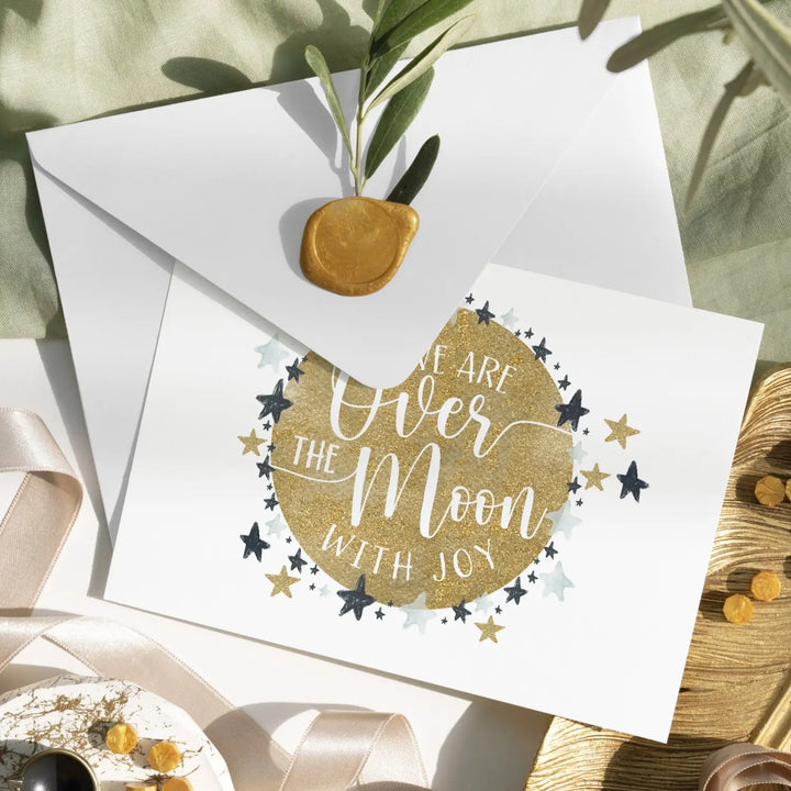 Joyful moon thank you cards - 25 folded notecards for expressing happiness with envelopes - office product