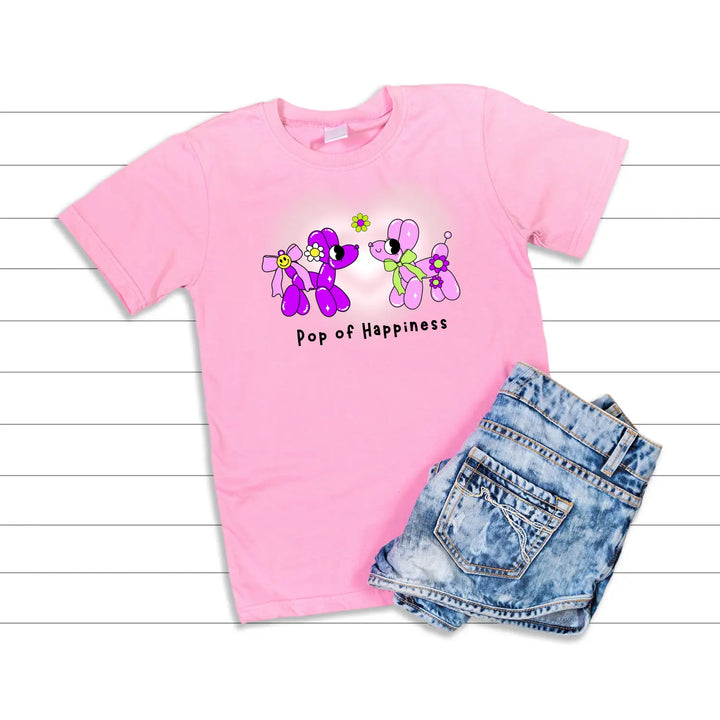 Kids graphic tee - pop of happiness colorful t-shirt cute back to school apparel birthday gift joyful shirt youth