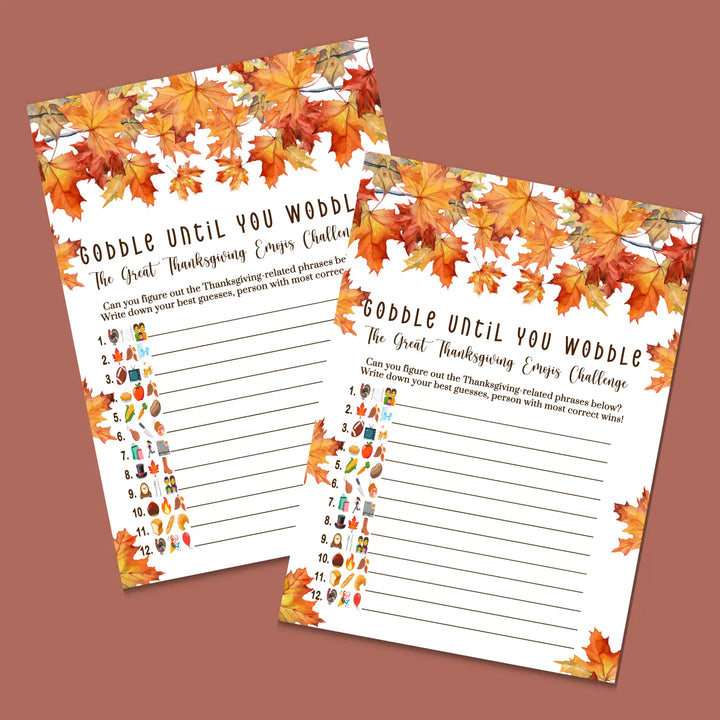 Leaves thanksgiving game printable picture guess digital download with answer key 5x7 cards instant family and kids fun