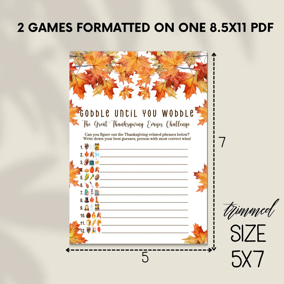 Leaves thanksgiving games bundle – printable word scramble trivia emoticon instant download holiday activity pack