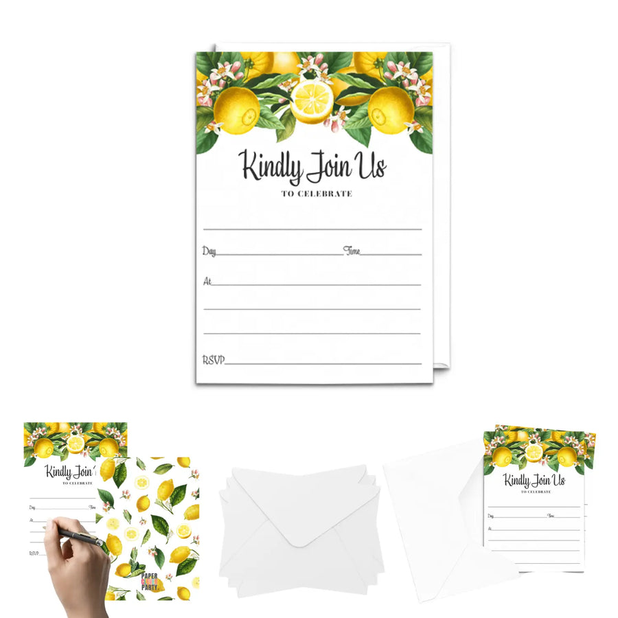 Lemon & Greenery All-Occasion Invites - 25ct, 5x7 - Paper Clever Party