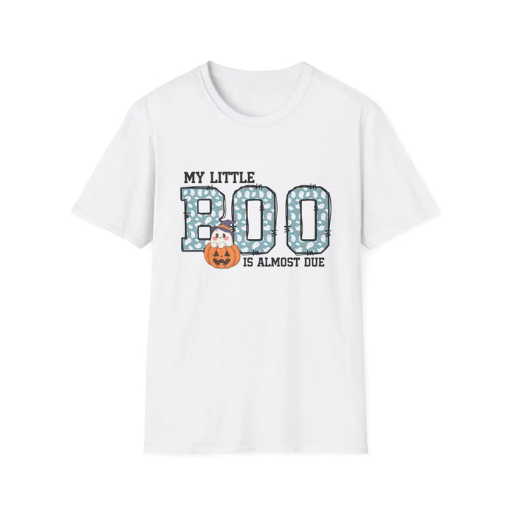 My little boo is almost due unisex softstyle t-shirt cute pregnancy announcement tee new mom gift baby shower present