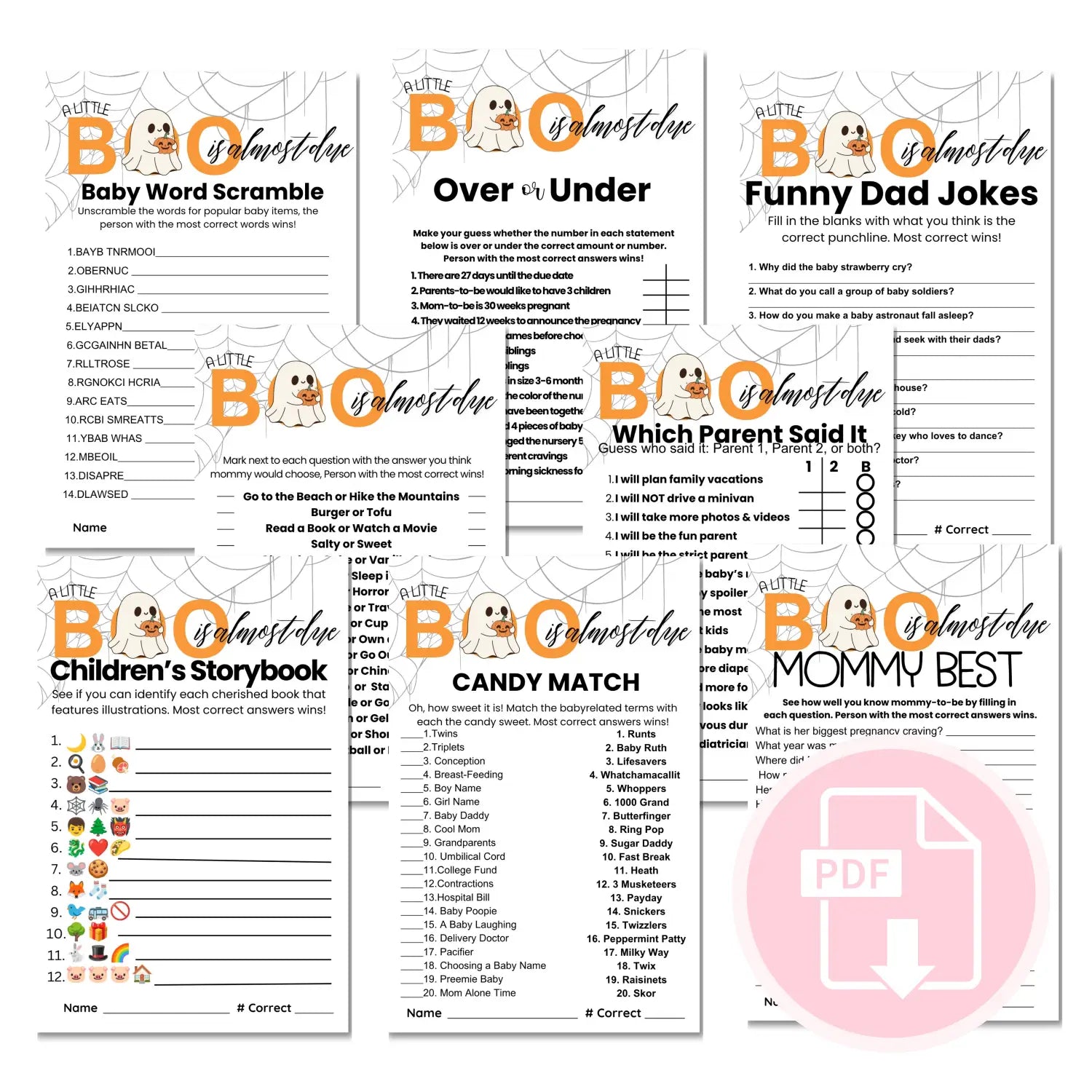 A little boo baby shower games bundle – instant download printable activities halloween gender reveal & coed